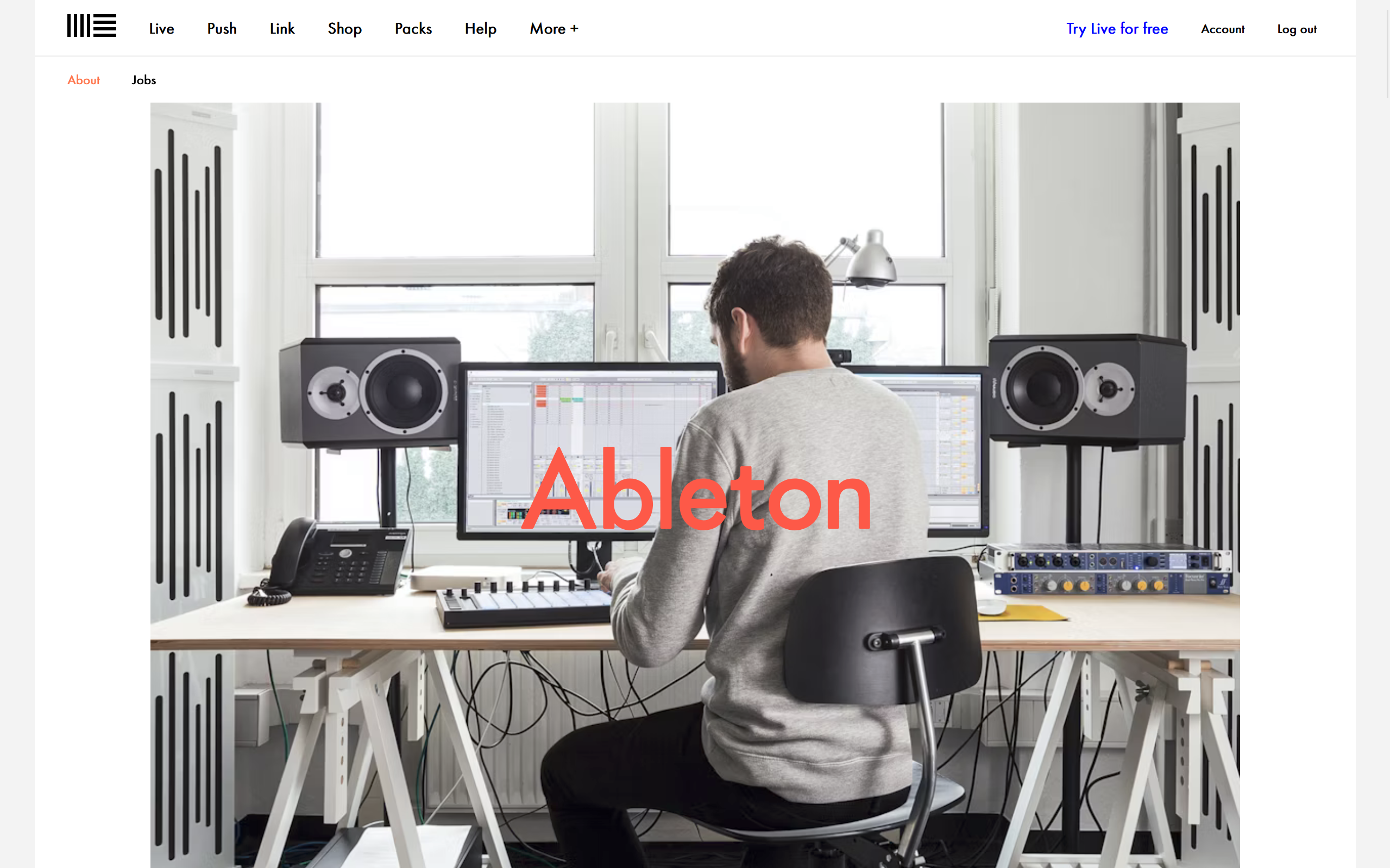 Ableton About Page Screenshot